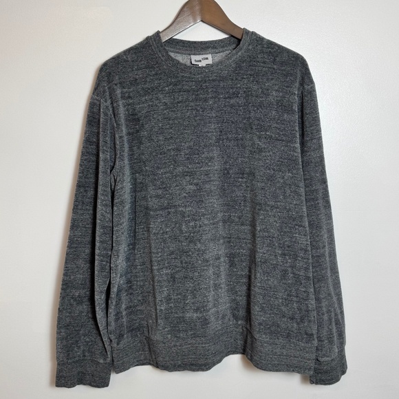 Frank & Oak Washed-Velvet Crewneck in Grey Heather Men's XL Cotton blend - Picture 2 of 12